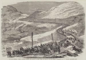 Kriget, General Vinoys division som passerade Mont Cenis smutsiga, den 5 maj